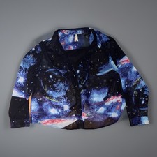 Truth by Republic 2X Sheer Galaxy Blouse Celestial Star Print