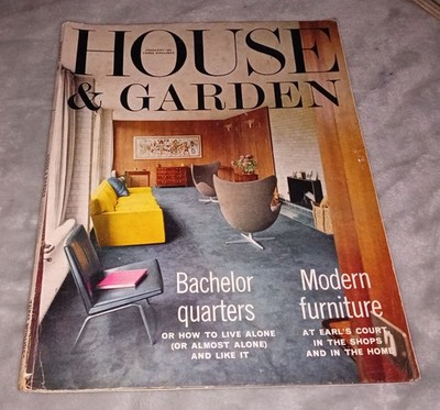 HOUSE AND GARDEN February 1965 Interior Design 1960s VINTAGE Style Architecture