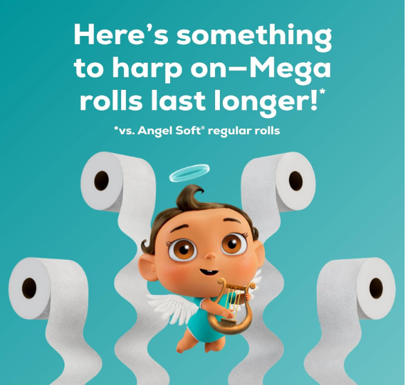 Angel Soft 4 Mega = 16 Regular Rolls | Soft, Absorbent Toilet Tissue