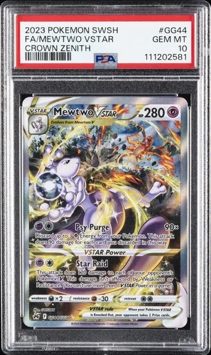 2023 POKEMON SWORD & SHIELD CROWN ZENITH #GG44 FULL ART/MEWTWO VSTAR PSA 10