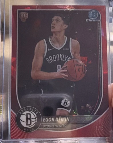 Topps 2025-26 Bowman University Chrome Egor Demin Nets #BCV-8 Red 1/5 Rookie