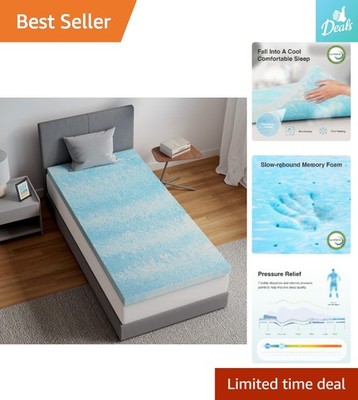 2 Inch Cooling Gel Memory Foam Mattress Topper Twin - CertiPUR Certified Comfort