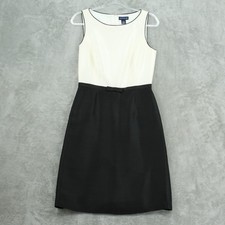 Vintage Ann Taylor Dress Women 4 Silk Bow Colorblock Sheath Career Lined Zip