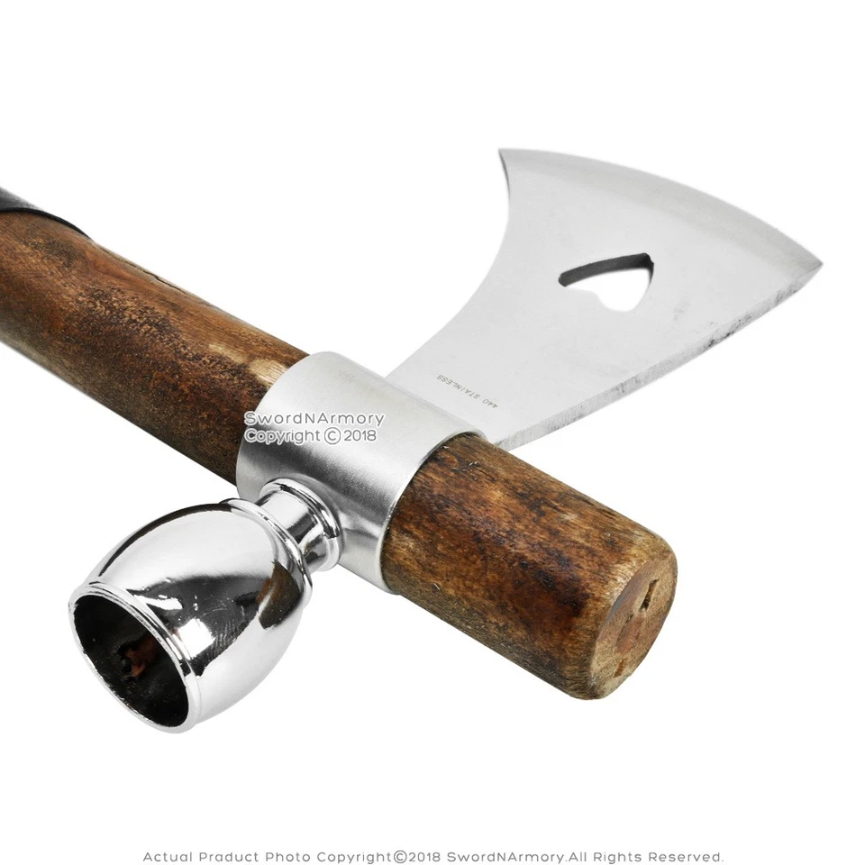 19" Tomahawk Axe With Pipe Cosplay Decorative Reenactment Blade - Image 3 of 4