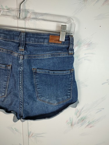 RSQ SZ 25 High-Rise Cuff Jean Shorts Stretch Zip-Fly Stretch Pockets Blue - Picture 8 of 11