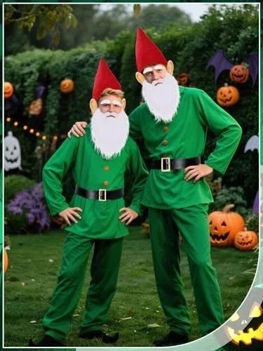 Conjunto de Disfraces de Enano de Halloween, Conjunto de Disfraz de Gnomo con Sombreros de Enano de Fieltro para Rojo Foto 2 de 4