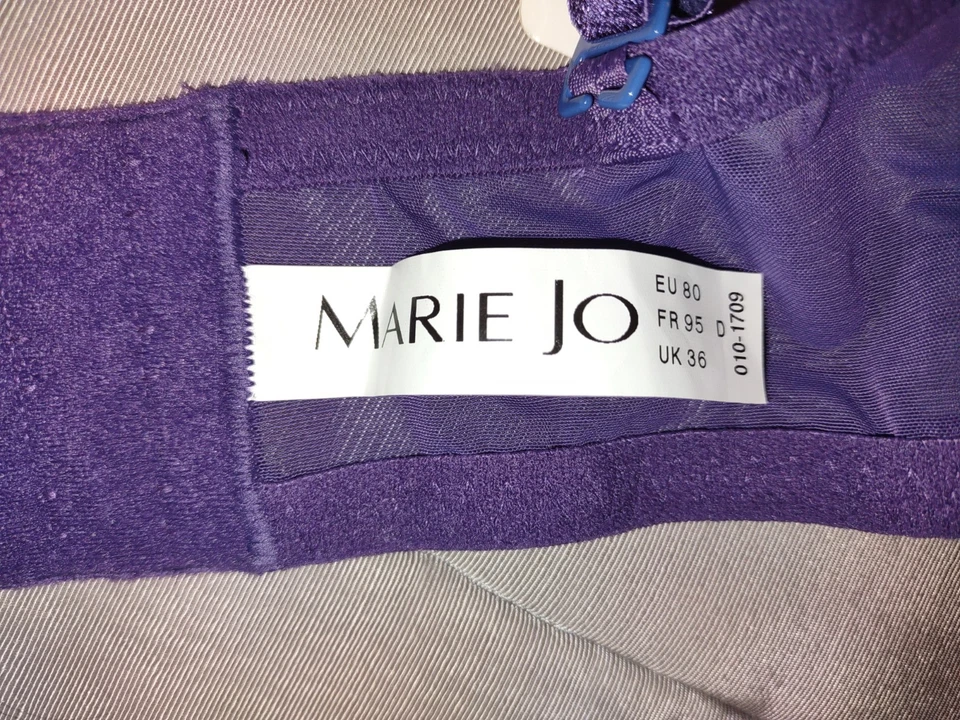 Lote de sujetadores Marie Jo extraíbles florales lazo 36D negro Avero púrpura nuevo con etiquetas desnudo usado en excelente estado Foto 3 de 4