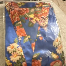 Men's Blue Multicolor Floral Theme Pattern Necktie Tie, Pointed Style