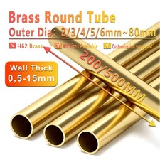 Brass Round Tube DIY Tube Diameter 2/3/4/5/6mm 80mm Length 200/500mm Brass Tube