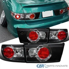 Fits 03-05 Honda Accord 4Dr Sedan Replacement Black Tail Lights LED Brake Lamps