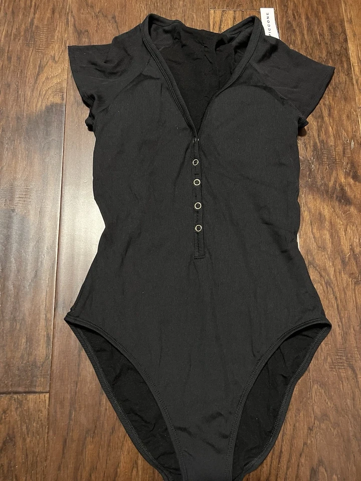 Robin Piccone Amy Raglan Sleeve One-Piece Swimsuit, Licorice (black) 14, $178 - Image 4 of 4