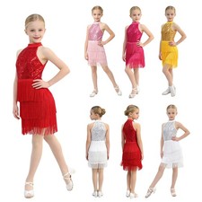 Girls Dress Latin Set Professional Dancewear Practice Ballroom Cha-cha Outfits