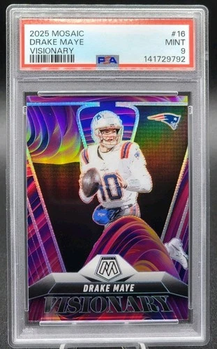 2025 Panini Mosaic - Visionary Drake Maye #16 Case Hit PSA 9