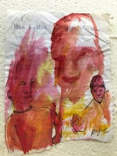 Originale Outsider Art TOTEM Entità GUGUE - Brut Ritual Notebook Art