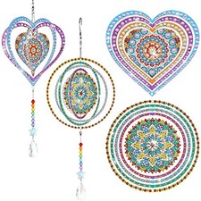 2 Pieces 3D Diamond Painting Wind Chime Diamond Art Suncatcher Kits Three