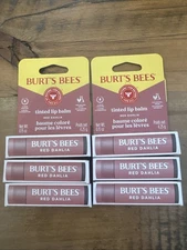 6 Pack Burt's Bees Tinted Lip Balm Red Dahlia Full Size
