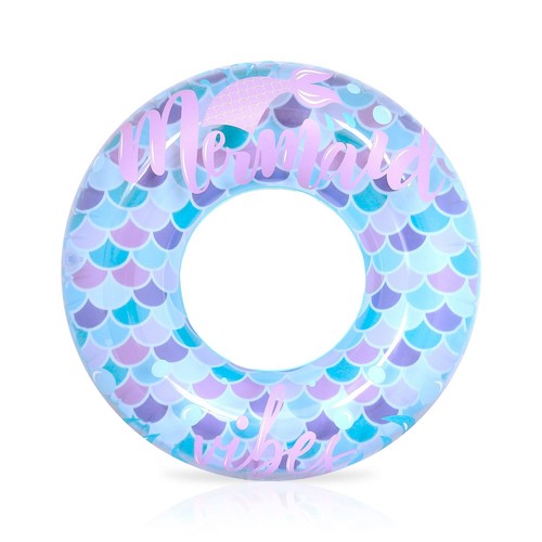 Playtek 33 inch Mermaid Print Pool Ring, Durable Floats Tubes for Swimming, P...