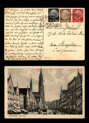Mayfairstamps Germany 1940 Munchen to LA CA Buildings Pedestrians Postcard cca_4 - Image 1 of 2