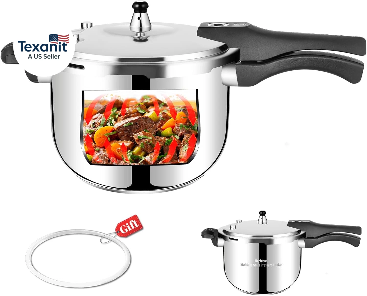 4 Quart Stainless Steel Pressure Cooker Induction Compatible Safety Valve
