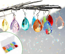 38mm Crystal Suncatcher Prism, 10pcs Multicolor Teardrop Crystals Chandeliers Re