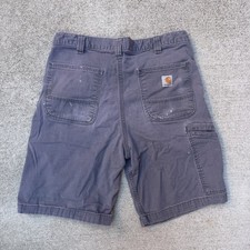 Dark Grey Carhartt Relaxed Fit Jorts Streetwear Thrashed Distressed Y2K Size 34