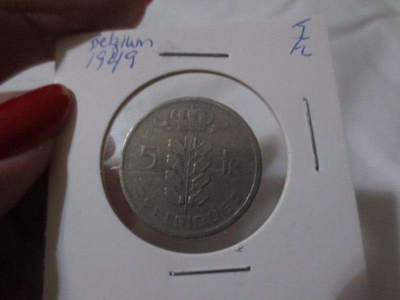 Belgium 5 Francs  COIN 1949 Dutch Text (A)