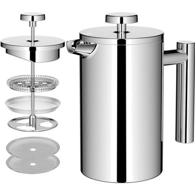 Kaffeebereiter French Press 0,6 Liter Edelstahl Thermo Tassen Kaffeezubereiter
