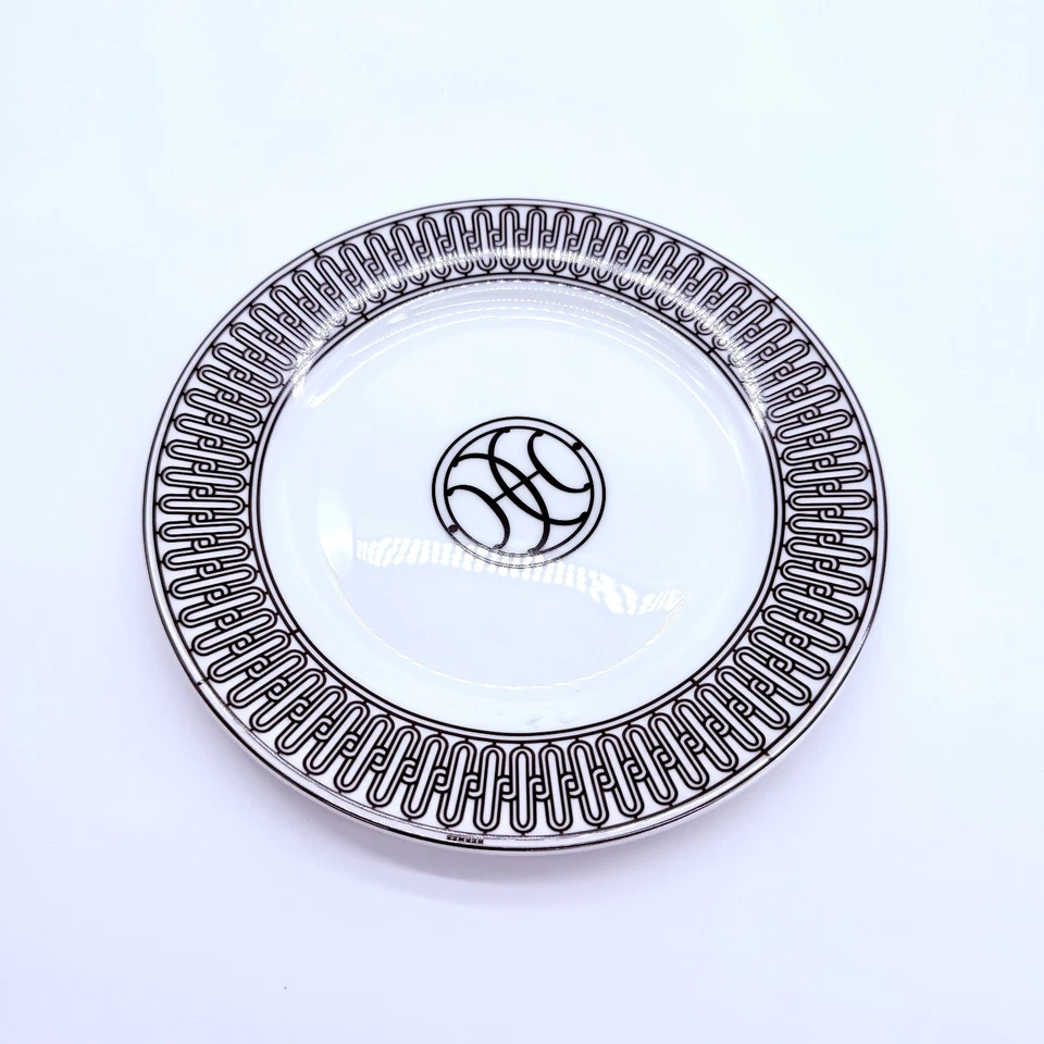 Hermes H Deco Porcelain Dinner Plates 8 in Set of Two Pair Luxury Decor France - Image 3 of 4