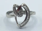 Vintage Sterling Silver & White Topaz Double Oval Ring Size N 1/2 (T409)