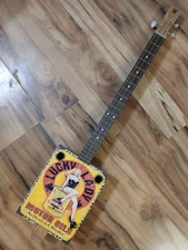 WEEKLYHOUSE CIGAR BOX GUITAR ACOUSTIC ELECTRIC 3 STRING  Lucky Lady Motor Oil
