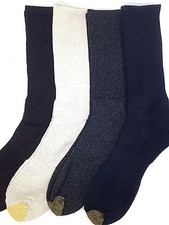 40 Gold Toe Men 4 Pair Pack Athletic Sport Crew Socks Blue Gray Brown Shoe 6-12
