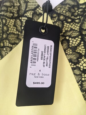 Rag and Bone Bright Yellow Logan Lace Slip Dress Size 6