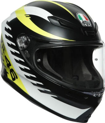 AGV K6 Top Rapid 46 Black Yellow Fluo Matt Replica Casque Intégral Fibre TG Ms - Photo 1/4