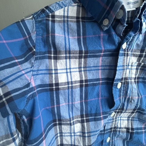 Old Navy Long Sleeve Button Down Blue Plaid Dress Shirt Boys Size Small 6/7 - Picture 5 of 5