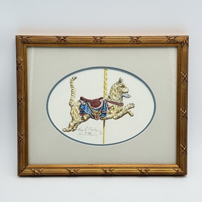 Nancy H. Strailey Cat On Carousel Signed & Numbered 137/500 LE Matted & Framed