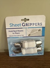 Sheet Grippers 4 Piece Set Hold Bed Sheets In Place Adjust 4” To 7” New