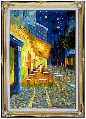 Framed Van Gogh Cafe Terrace at Night Repro. Hand Painted Oil