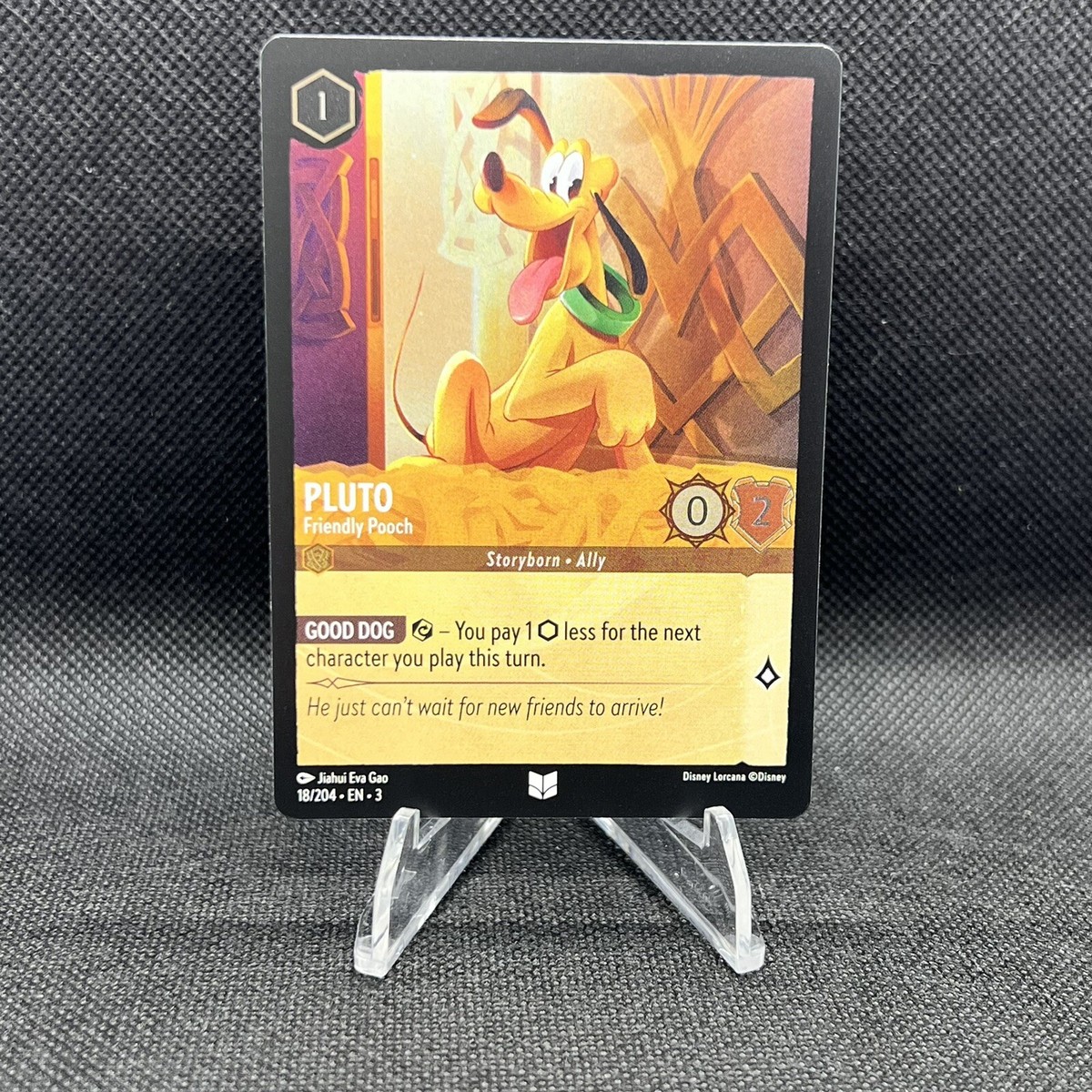 pluto lorcana card Friendly Pooch Disney Into the Inklands EN3 Cold Foil 18/204 Mickeys Clever Friend Ink Type Disney Lorcana TCG - Pluto