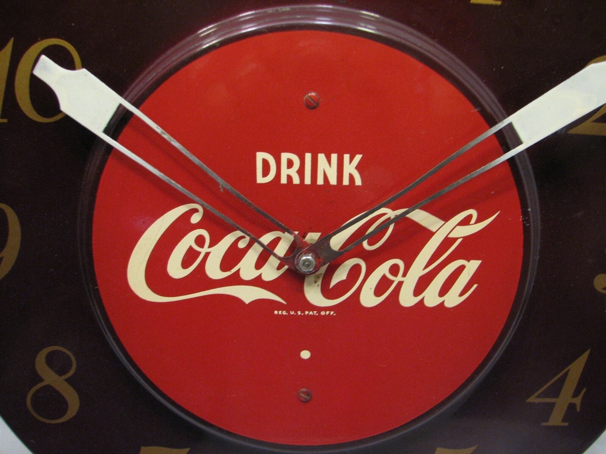 50s Vintage Coca-Cola Art Deco Advertising Clock Sign Coke 18