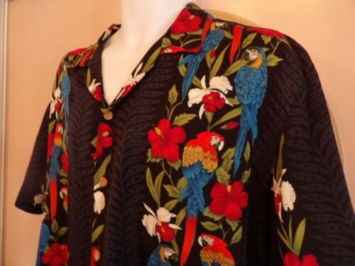 Vintage Paradise Found Hawaiian Shirt Men's XL Parrots Magnum PI - Picture 3 of 4