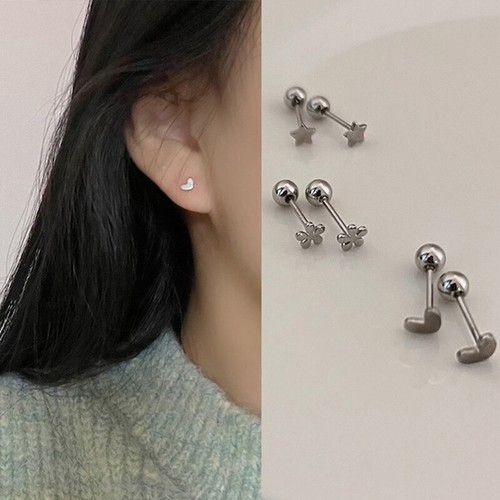 1Pair Star Heart Flower Earring for Women Ear Bone Nail Cartilage Earring Spiral - Picture 7 of 13