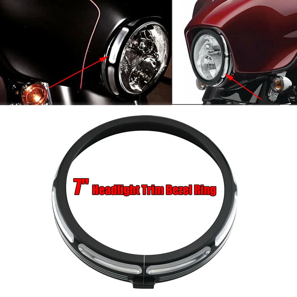 Bisel de anillo de ajuste de faros de motor de 7" para Harley Electra Glide FLHT clásico FLHTC Foto 3 de 4