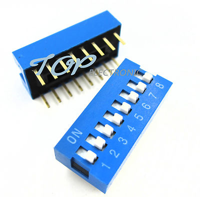 Slider Switch Module 10PCS Slide Type Switch Module 2.54mm 8-Bit 8 Position Way DIP Blue ...