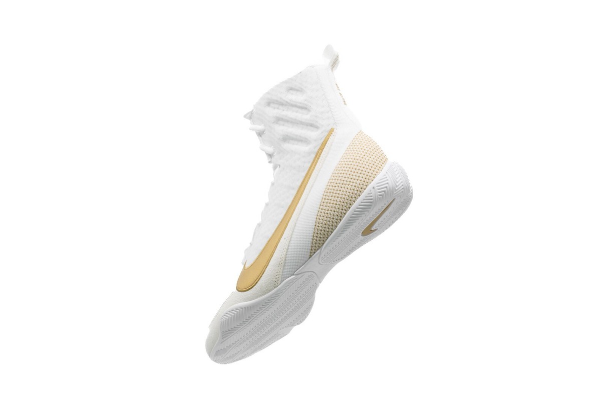 MENS BOXING BOOTS NIKE MACHOMAI 3 RING SHOES HF7333-100 WHITE/GOLD