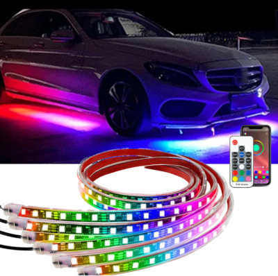 RGB Under Glow LED 6個 リモコン付き 6 PCS RGB Underglow LED Lighting Kit Neon Accent Strip Lights For