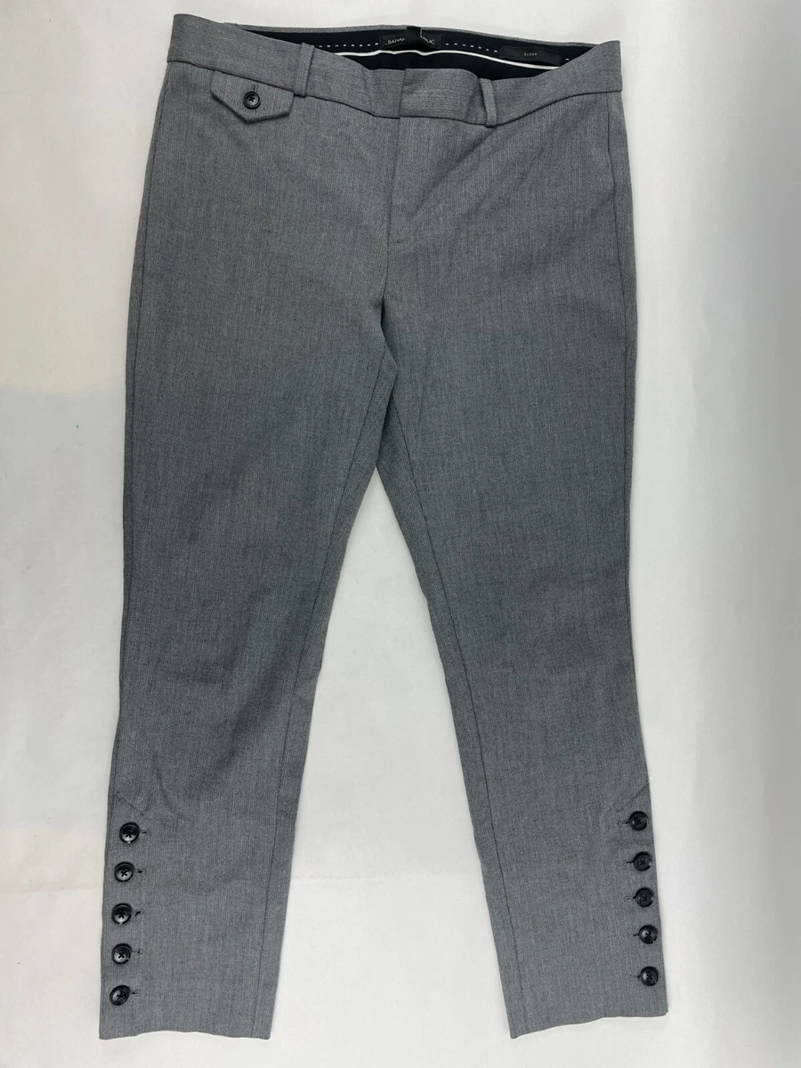 Banana Republic SLOAN Pants, Womens 6, Gray, Straight Leg, Button