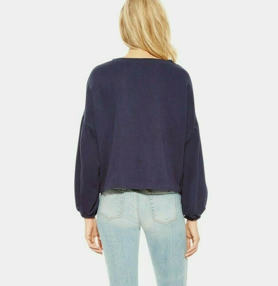 $258 NWT PARKER SzXS BERENICE EMBELLISHED LONG SLEEVE BLOUSE SWEATSHIRT BLUE MU — 第 4/4 张图片