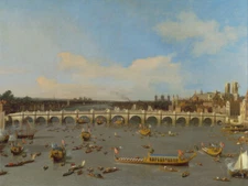 Westminster Bridge, with the Lord Mayor's Procession on the Thames by Canaletto