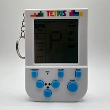 Tetris Key Ring Arcade Game by Fizz Creations Black White 15 Levels w/ Sound