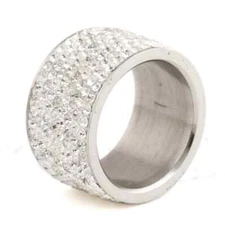 CZ Eternity Ring Women's 7 Stainless Steel 8-Row Micro Pave